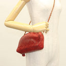 CHANEL Matelasse Chain Shoulder Bag Lamb Skin Red Gold CC Auth 128443-23