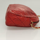 CHANEL Matelasse Chain Shoulder Bag Lamb Skin Red Gold CC Auth 128443-3