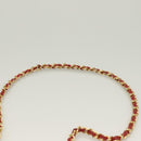 CHANEL Matelasse Chain Shoulder Bag Lamb Skin Red Gold CC Auth 128443-14