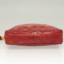 CHANEL Matelasse Chain Shoulder Bag Lamb Skin Red Gold CC Auth 128443-5