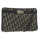 Christian Dior Trotter Canvas Shoulder Bag Navy Gold Auth 128445-1