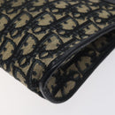 Christian Dior Trotter Canvas Shoulder Bag Navy Gold Auth 128445-9