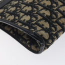 Christian Dior Trotter Canvas Shoulder Bag Navy Gold Auth 128445-14