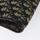 Christian Dior Trotter Canvas Shoulder Bag Navy Gold Auth 128445-16