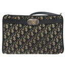 Christian Dior Trotter Canvas Shoulder Bag Navy Gold Auth 128445-13