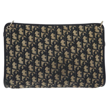 Christian Dior Trotter Canvas Shoulder Bag Navy Gold Auth 128445 - 0