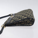 Christian Dior Trotter Canvas Shoulder Bag Navy Gold Auth 128445-4