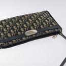 Christian Dior Trotter Canvas Shoulder Bag Navy Gold Auth 128445-6