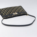 Christian Dior Trotter Canvas Shoulder Bag Navy Gold Auth 128445-7