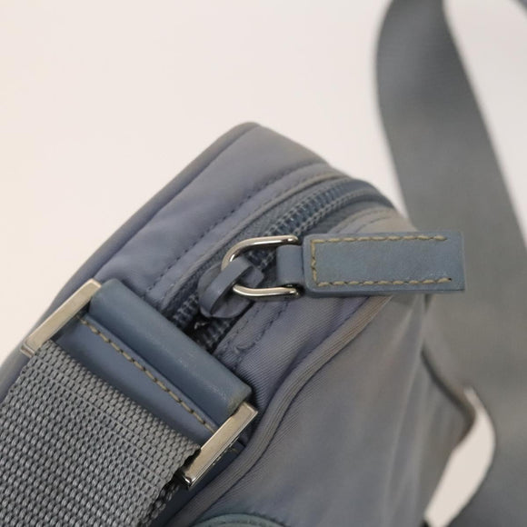PRADA Shoulder Bag Nylon Light Blue Silver Auth 128446