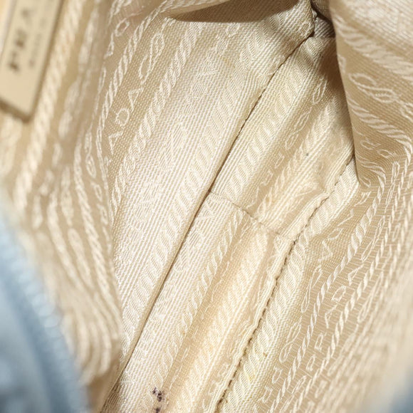 PRADA Shoulder Bag Nylon Light Blue Silver Auth 128446