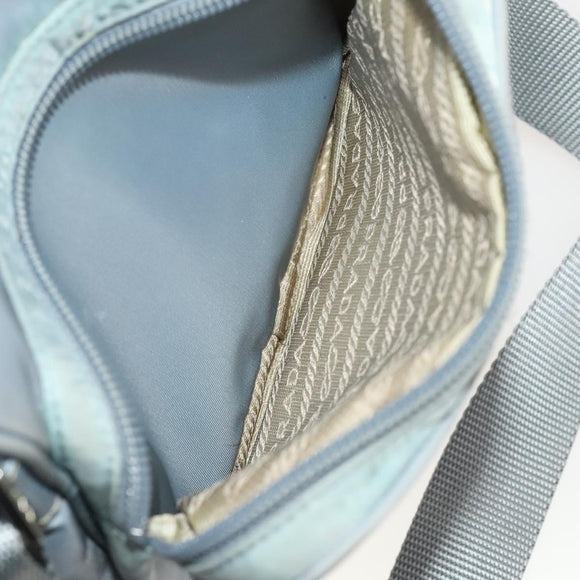 PRADA Shoulder Bag Nylon Light Blue Silver Auth 128446