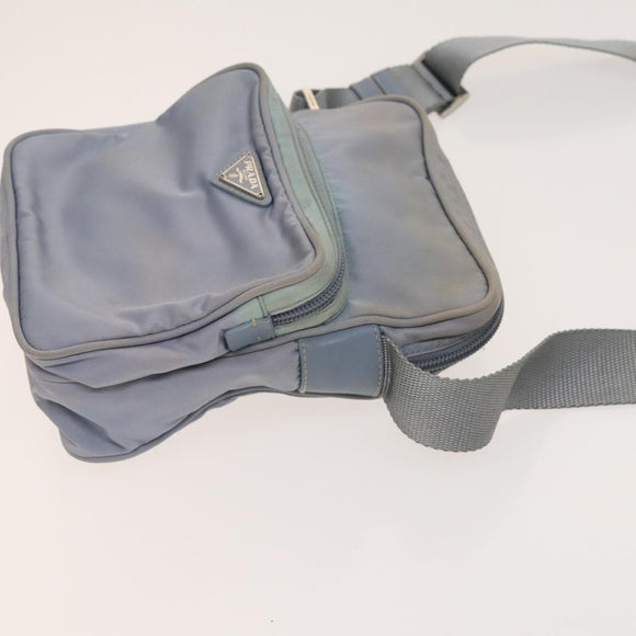 PRADA Shoulder Bag Nylon Light Blue Silver Auth 128446