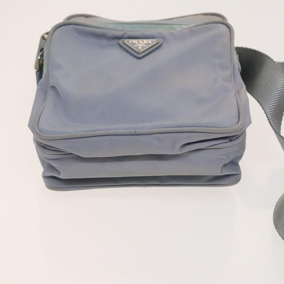 PRADA Shoulder Bag Nylon Light Blue Silver Auth 128446