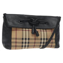 BURBERRY Nova Check Shoulder Bag PVC Beige Auth 128447-1