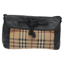 BURBERRY Nova Check Shoulder Bag PVC Beige Auth 128447-13
