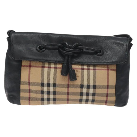 BURBERRY Nova Check Shoulder Bag PVC Beige Auth 128447