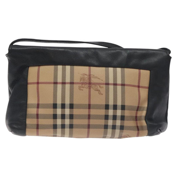 BURBERRY Nova Check Shoulder Bag PVC Beige Auth 128447