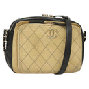 CHANEL Matelasse Chain Shoulder Bag Suede Ivory Gold CC Auth 128451-1