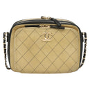 CHANEL Matelasse Chain Shoulder Bag Suede Ivory Gold CC Auth 128451-13