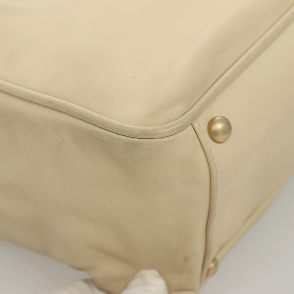 CHANEL Camelia Tote Bag Leather Beige CC Auth 128453