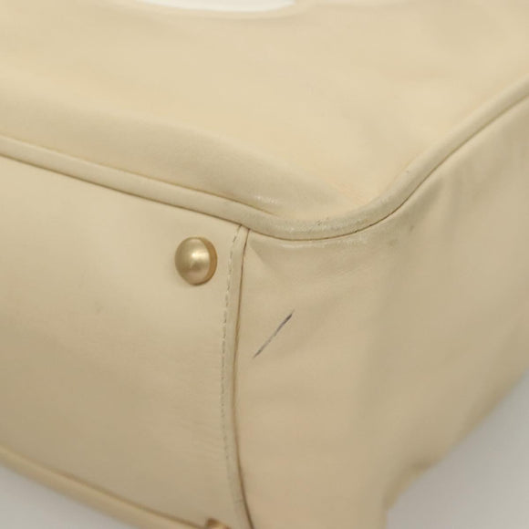 CHANEL Camelia Tote Bag Leather Beige CC Auth 128453