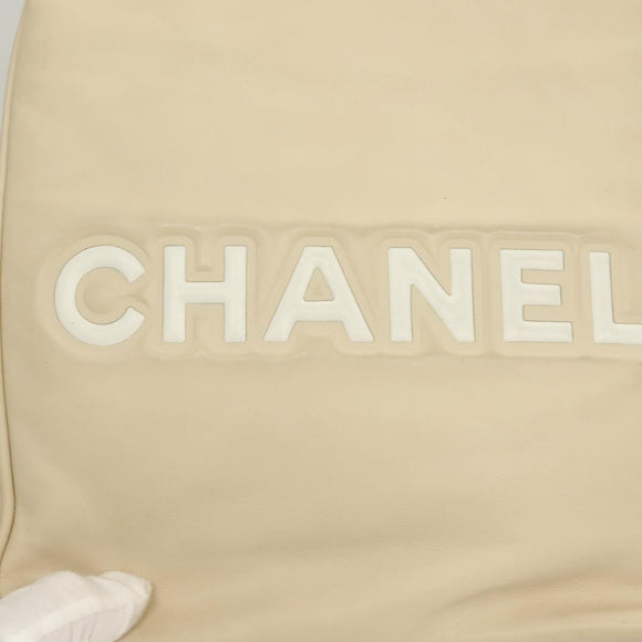 CHANEL Camelia Tote Bag Leather Beige CC Auth 128453