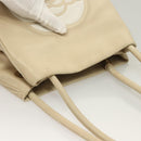 CHANEL Camelia Tote Bag Leather Beige CC Auth 128453-6