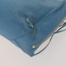BALENCIAGA The Paper Hand Bag Leather 2way Light Blue Silver 370926 Auth 128459-10