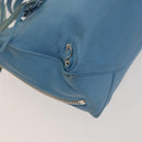 BALENCIAGA The Paper Hand Bag Leather 2way Light Blue Silver 370926 Auth 128459-11