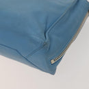 BALENCIAGA The Paper Hand Bag Leather 2way Light Blue Silver 370926 Auth 128459-12