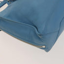 BALENCIAGA The Paper Hand Bag Leather 2way Light Blue Silver 370926 Auth 128459-13