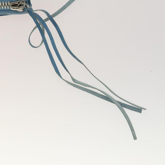 BALENCIAGA The Paper Hand Bag Leather 2way Light Blue Silver 370926 Auth 128459