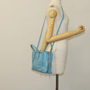 BALENCIAGA The Paper Hand Bag Leather 2way Light Blue Silver 370926 Auth 128459-23