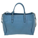 BALENCIAGA The Paper Hand Bag Leather 2way Light Blue Silver 370926 Auth 128459-3
