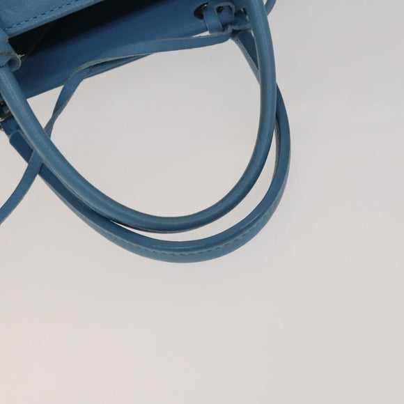 BALENCIAGA The Paper Hand Bag Leather 2way Light Blue Silver 370926 Auth 128459