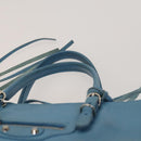 BALENCIAGA The Paper Hand Bag Leather 2way Light Blue Silver 370926 Auth 128459-8