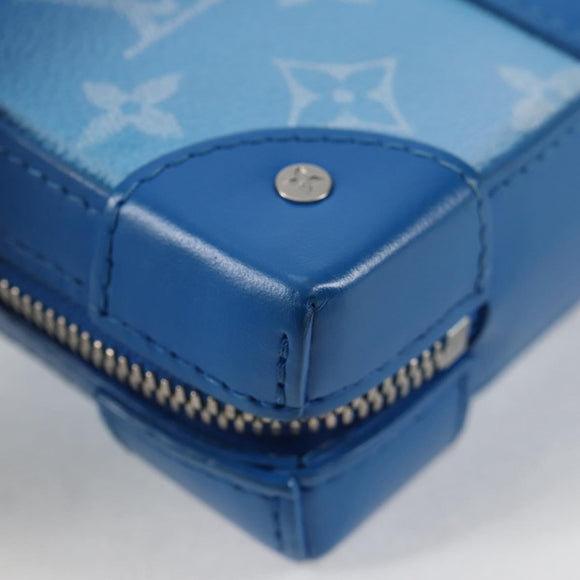 LOUIS VUITTON Monogram Clouds Soft Trunk Wallet Bag Blue M45432 LV Auth 128464A