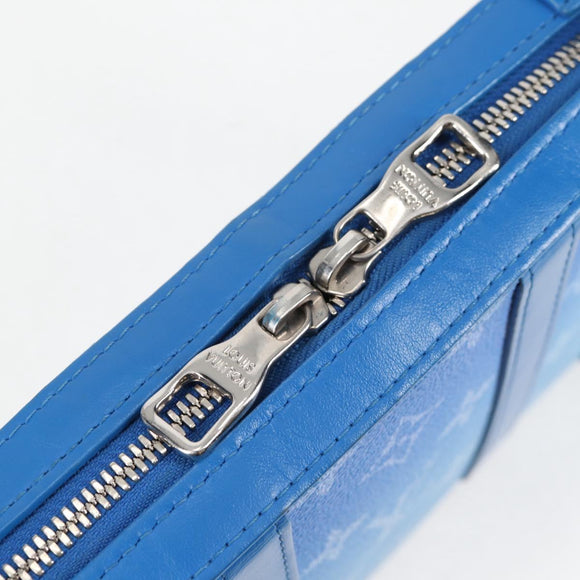 LOUIS VUITTON Monogram Clouds Soft Trunk Wallet Bag Blue M45432 LV Auth 128464A