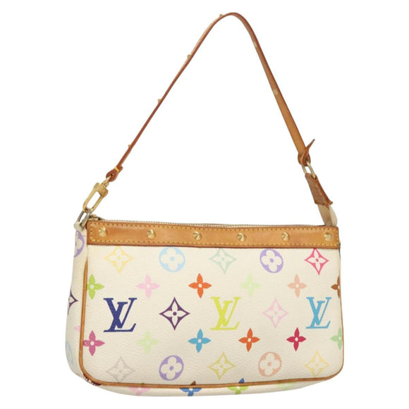 LOUIS VUITTON Multicolor Pochette Accessoires Pouch White M92649 LV Auth 128470V