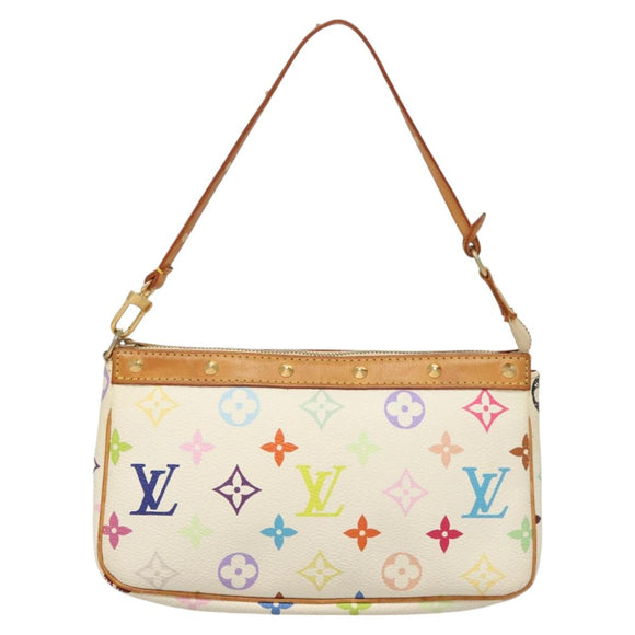 LOUIS VUITTON Multicolor Pochette Accessoires Pouch White M92649 LV Auth 128470V