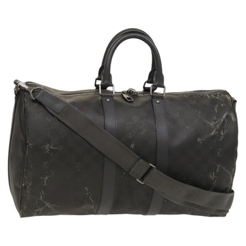 LOUIS VUITTON Damier Carbon Keepall 45 Boston Bag Black N41415 LV Auth 128484