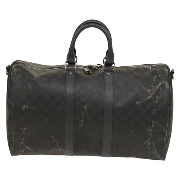 LOUIS VUITTON Damier Carbon Keepall 45 Boston Bag Black N41415 LV Auth 128484