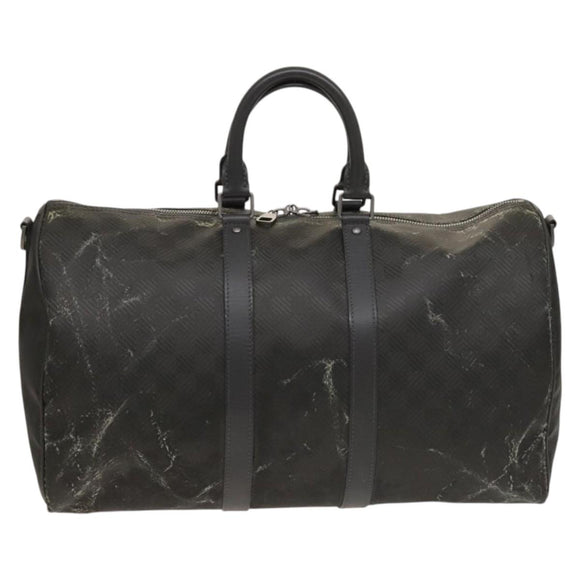 LOUIS VUITTON Damier Carbon Keepall 45 Boston Bag Black N41415 LV Auth 128484