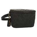 CHANEL Matelasse Waist bag Caviar Skin Black Gold CC Auth 128488-1