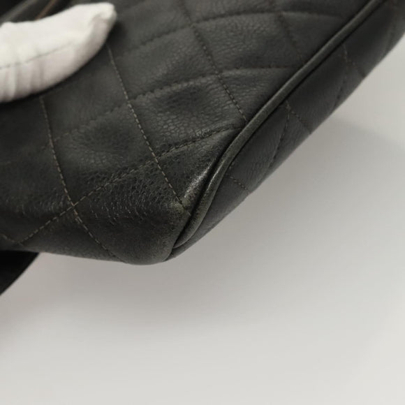 CHANEL Matelasse Waist bag Caviar Skin Black Gold CC Auth 128488