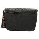 CHANEL Matelasse Waist bag Caviar Skin Black Gold CC Auth 128488-13