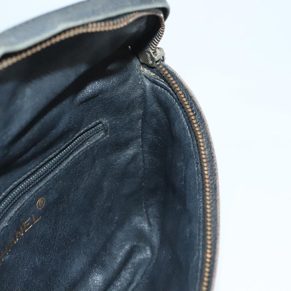 CHANEL Matelasse Waist bag Caviar Skin Black Gold CC Auth 128488