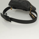 CHANEL Matelasse Waist bag Caviar Skin Black Gold CC Auth 128488-7