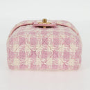 CHANEL Chain Shoulder Bag Tweed Leather 2way Pink Gold CC Auth 128489SM-10